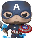 Avengers: Endgame POP! Movies Vinyl Figure Captain America w/Broken Shield &amp; Mjölnir 9 cm
