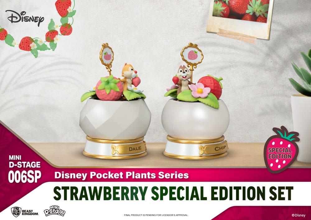 Disney Mini Diorama Stage Statuen Pocket Plants Series Strawberry Special Edition Set 12 cm
