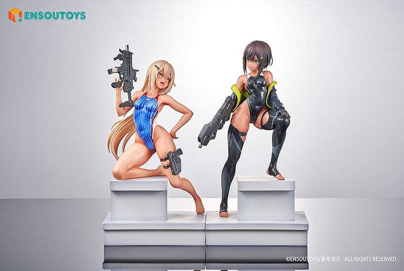 Arms Note Statuen 1/7 Swim Team Bucho-chan and Kohai-chan 22 cm
