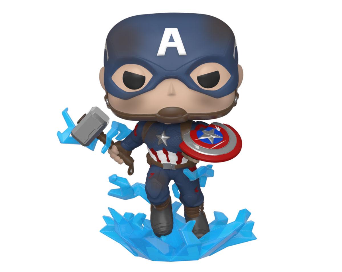 Avengers: Endgame POP! Movies Vinyl Figure Captain America w/Broken Shield &amp; Mjölnir 9 cm
