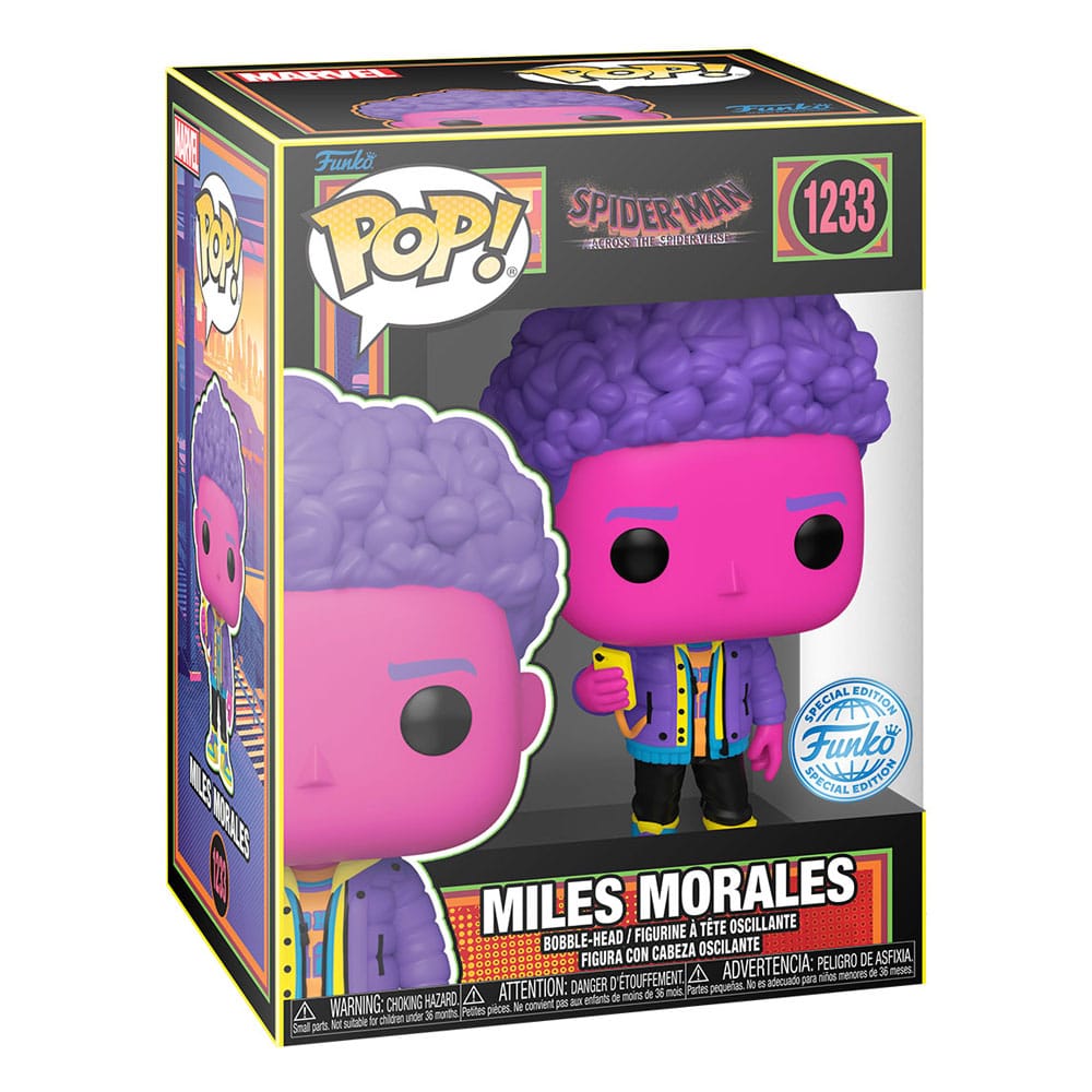 Spider-Man: Across the Spider-Verse POP! Marvel Vinyl Figur Miles Morales(BLKLT) Exclusive Edition 9 cm