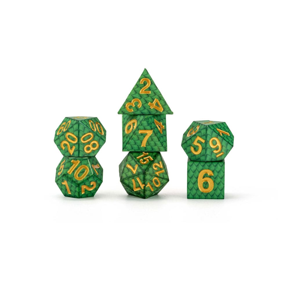 Dragon Storm Sharp Edge Silicone Würfel Set Green Dragon Scales (7)