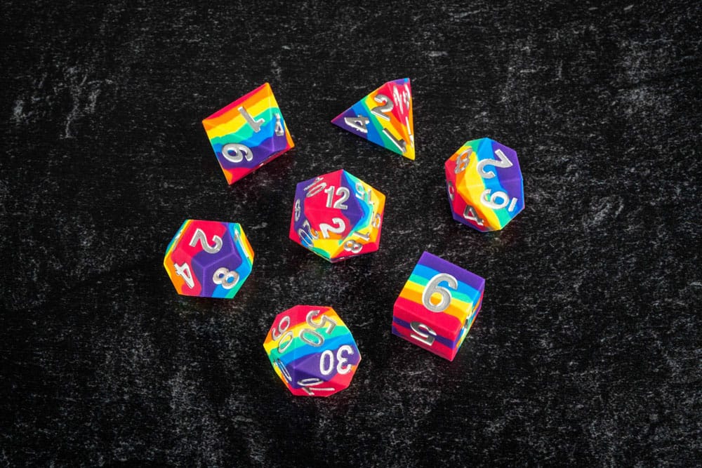 FanRoll Sharp Edge Silicone Würfel Set Rainbow (7)