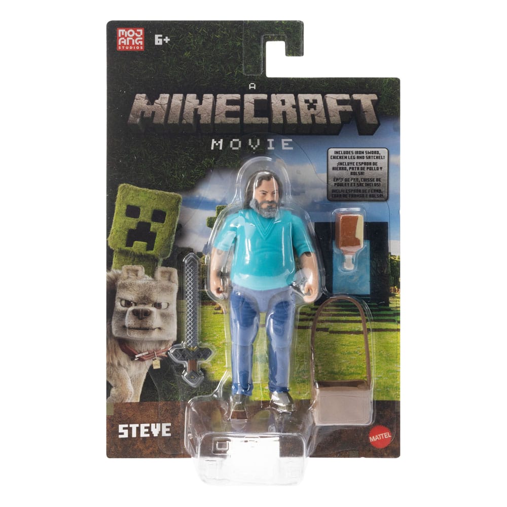 A Minecraft movie action figure Steve 10 cm