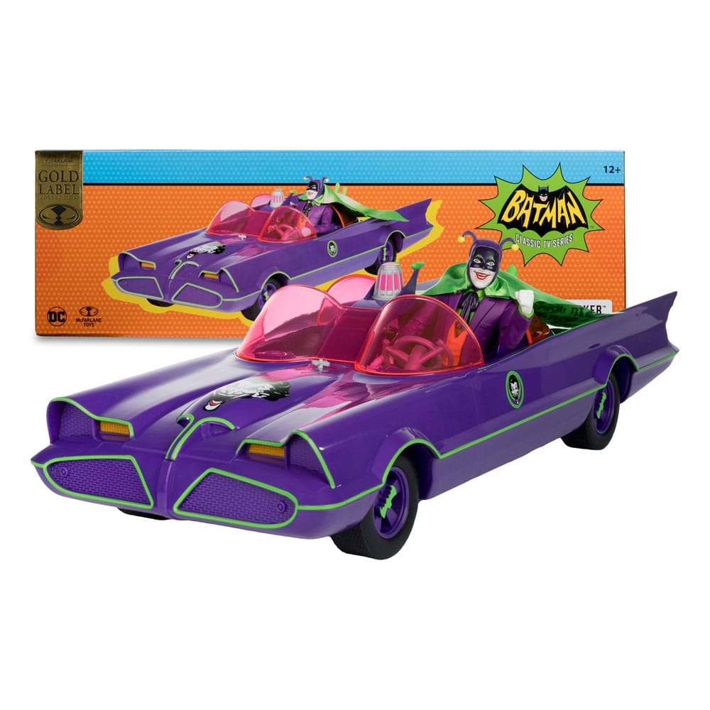 DC Retro Action Figure and Vehicle Batman 66 Batmobile with Joker (Gold Label)