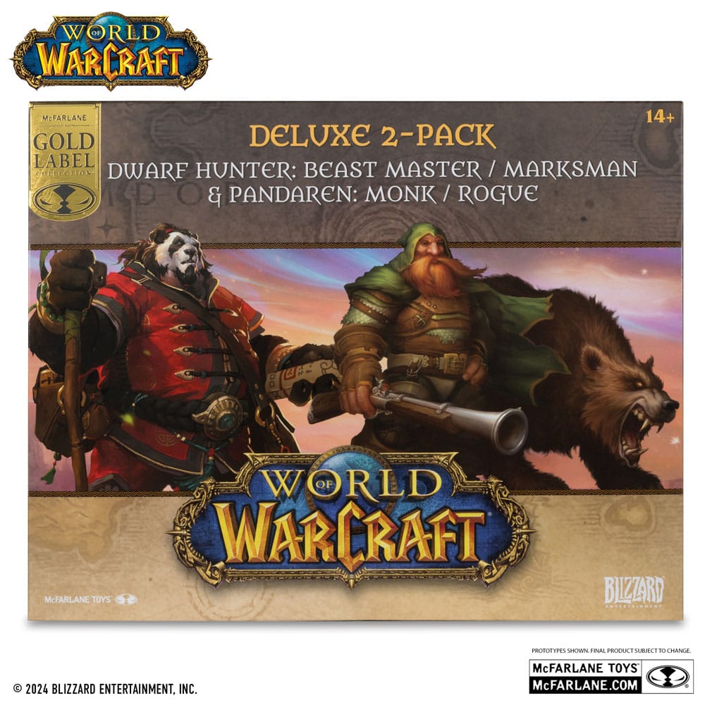 World of Warcraft PVC Statuen 2er-Pack 1/12 Dwarf Hunter: Beast Master & Pandaren: Monk (Gold Label) 15 cm