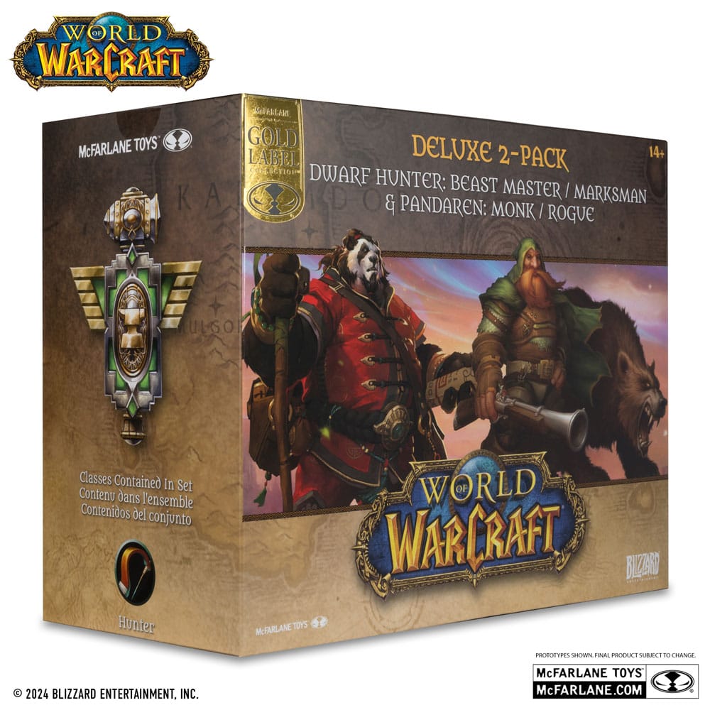 World of Warcraft PVC Statuen 2er-Pack 1/12 Dwarf Hunter: Beast Master & Pandaren: Monk (Gold Label) 15 cm