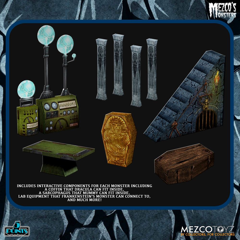 Mezco's Monsters 5 Points Action Figures Tower of Fear Deluxe Box Set 9 cm