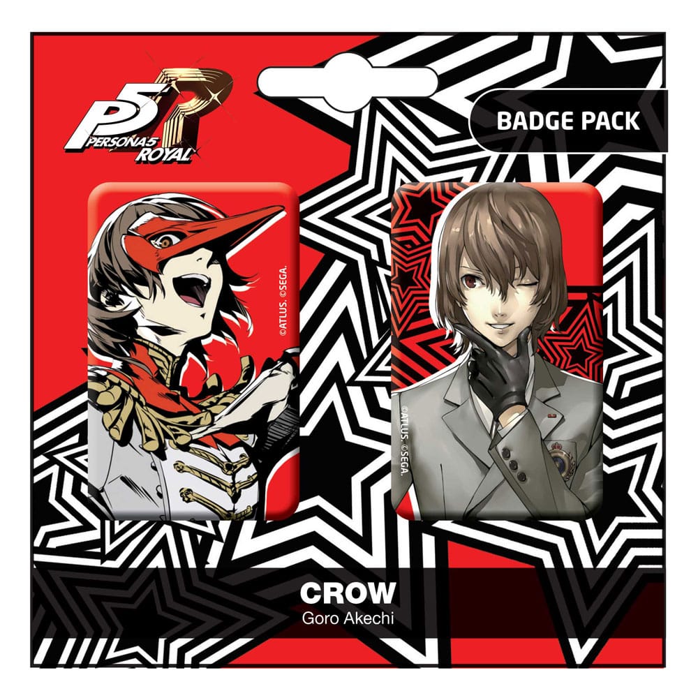 Persona 5 Royal Pinback Buttons Double Pack Crow / Goro Akechi