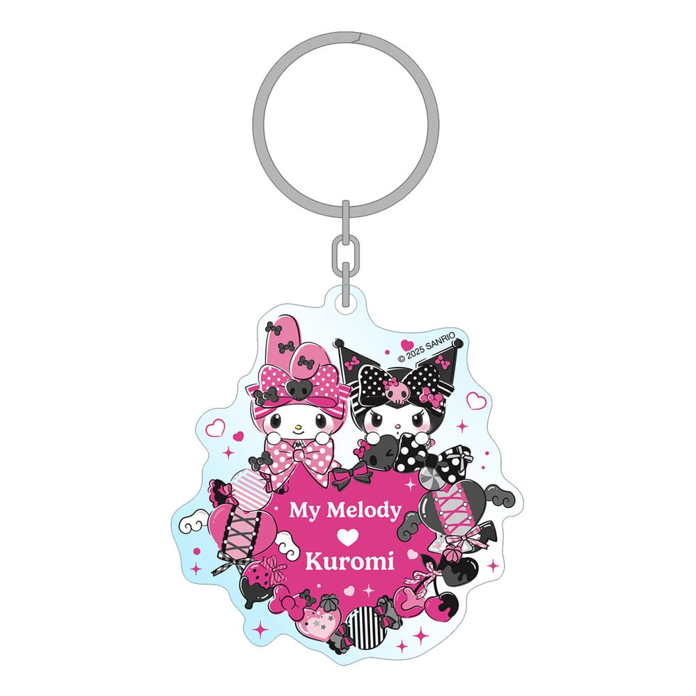 Sanrio Pink Black Party Series Acryl Schlüsselanhänger My Melody & Kuromi 7 cm