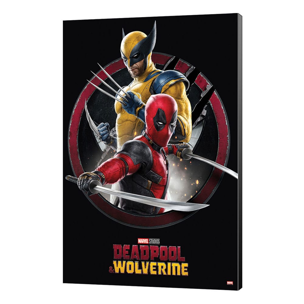 Marvel wood print Deadpool &amp; Wolverine 01 Action 35 x 50 cm