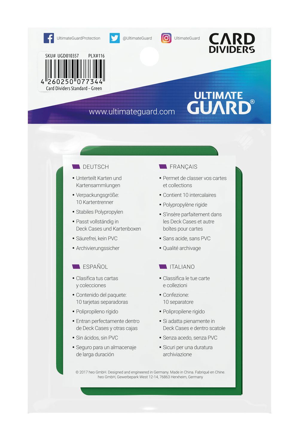 Ultimate Guard Kartentrenner Standardgröße Grün (10)